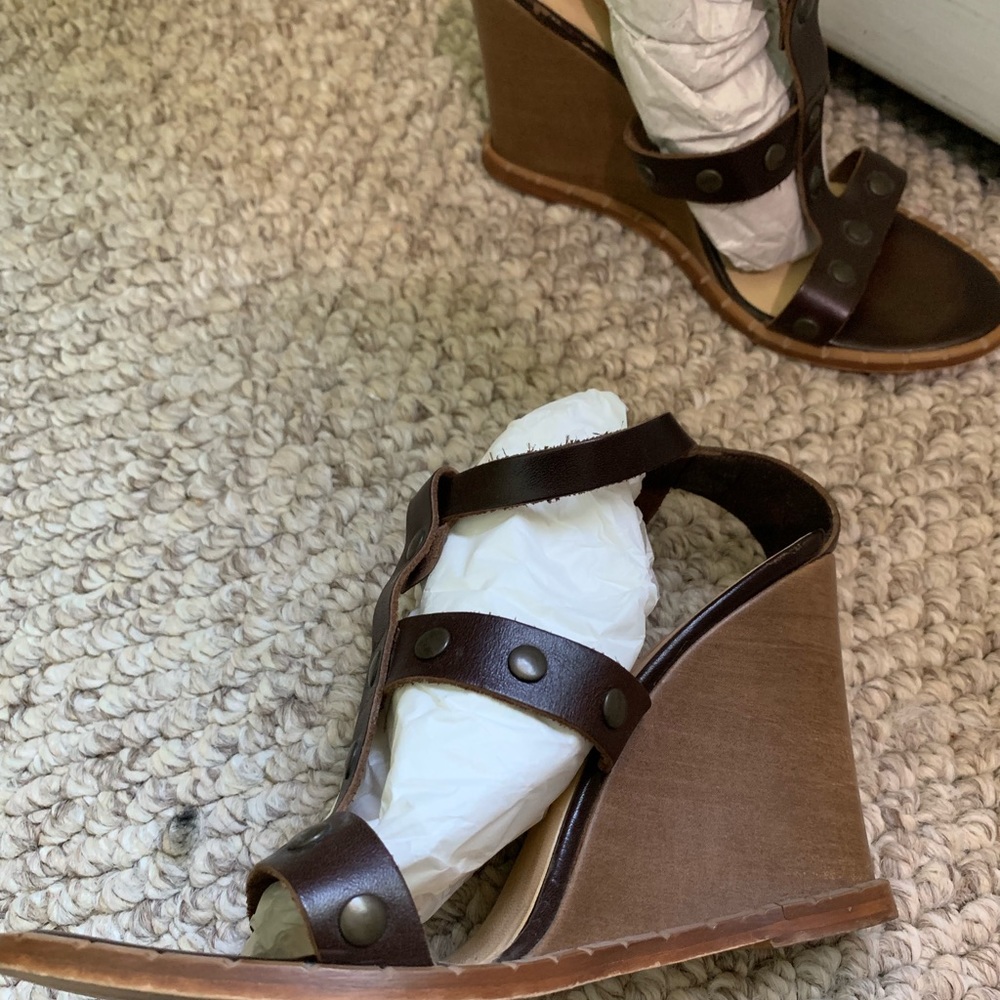 EUC Michael Kors Studded Leather Wedge Sandal